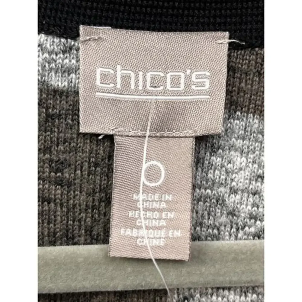 Chicos Patchwork Cardigan Womens‎ Small 0 Brown Tan soft Clasp Office Fall